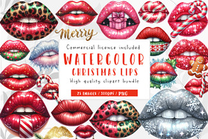 Christmas Lips Clipart Sublimation, an Illustration by CreationArt