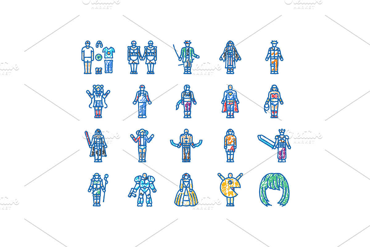 cosplay comic movie anime icons hand, an Object Illustration by pikepicture