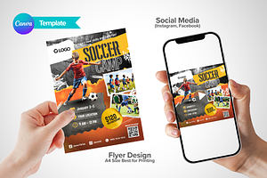 Canva Soccer Football Camp Flyer, a Flyer Template by antyalias store