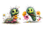 Watercolor Spring Caterpillar Clipar, an Illustration by Dream Creation (Thumbnail 6 of 7)