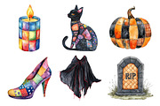 Watercolor Patchwork Style Halloween, an Illustration by Daily.Designs (Thumbnail 2 of 5)