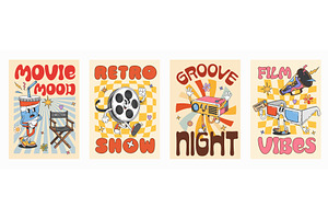 Hippie groovy movie and cinema, a Decorative Illustration by Buch&Bee