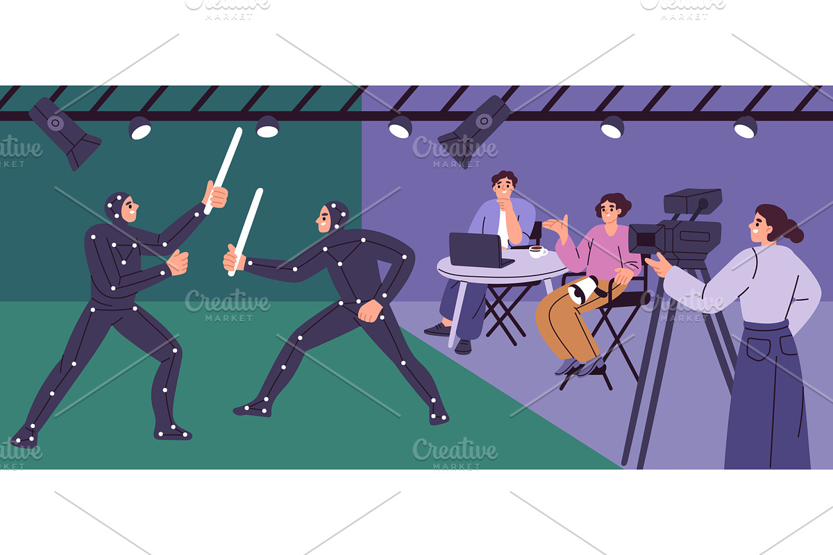 People make movie production, a Person Illustration by YummyBuum