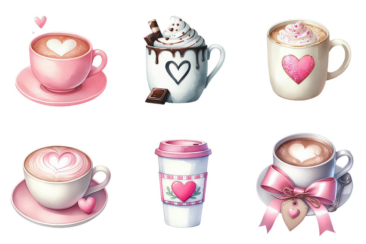 Valentine's Day Coffee Cup Clipart, a Graphic by CitraGraphics (Photo 4 of 4)
