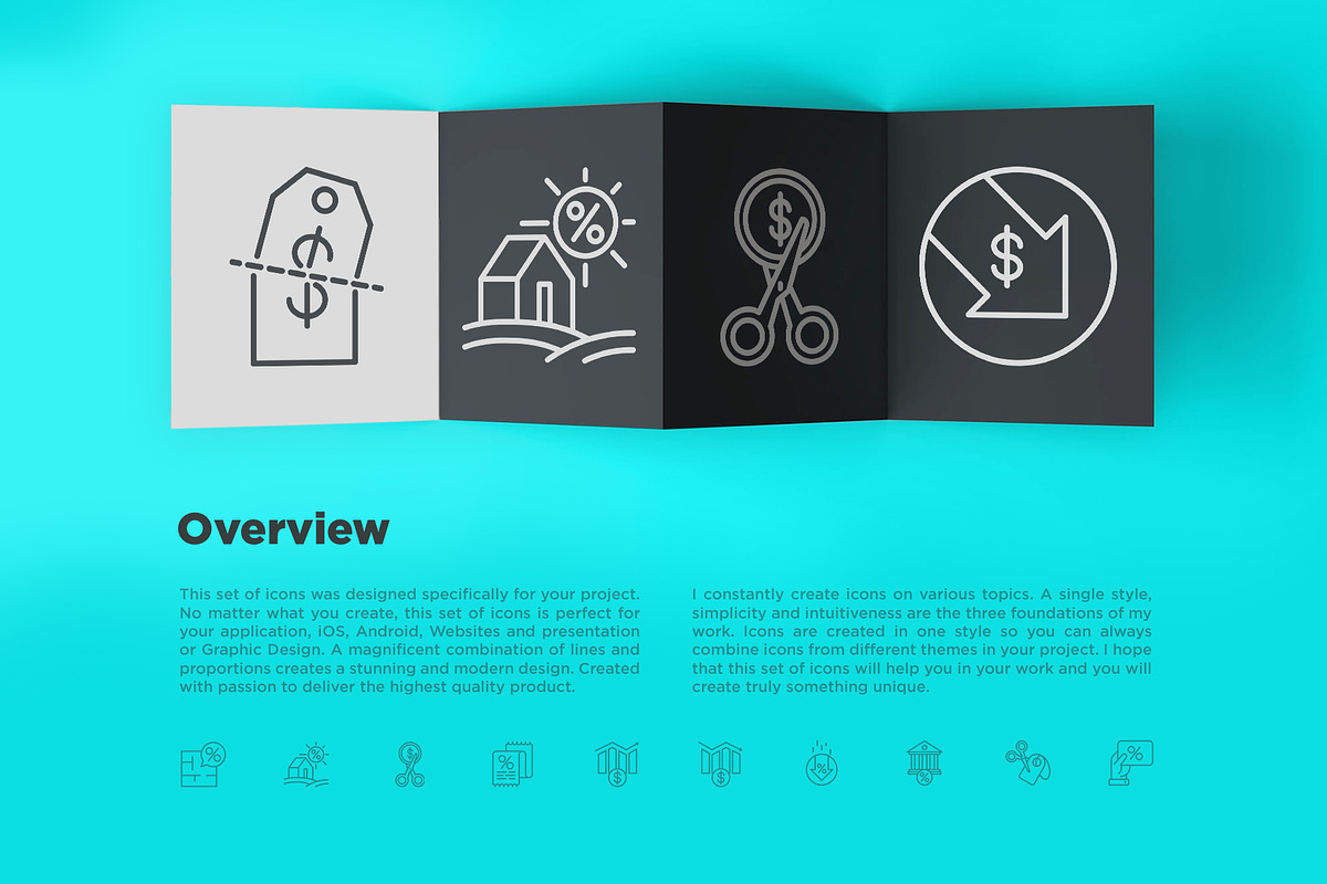 Rate Cut | 16 Thin Line Icons Set, an Outline Icon by Alex Blogoodf (Photo 3 of 15)