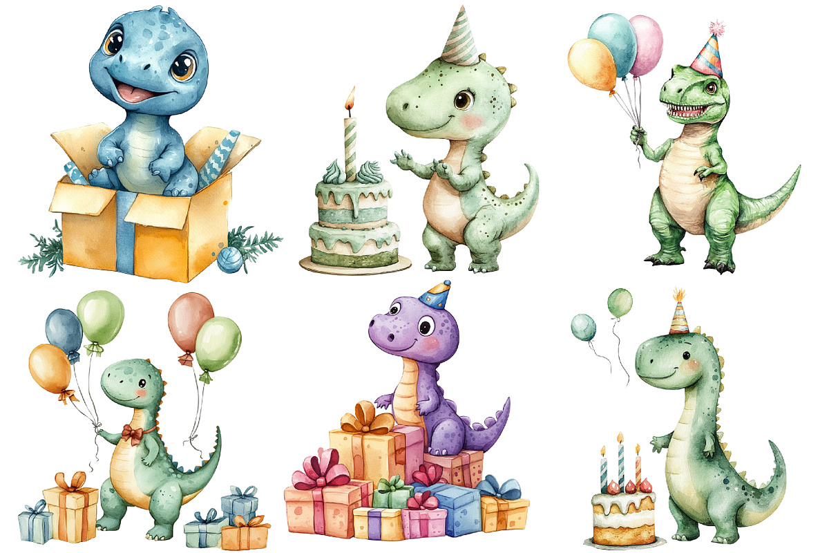 Birthday  Dinosaur Clipart, an Illustration by Designworld (Photo 2 of 5)