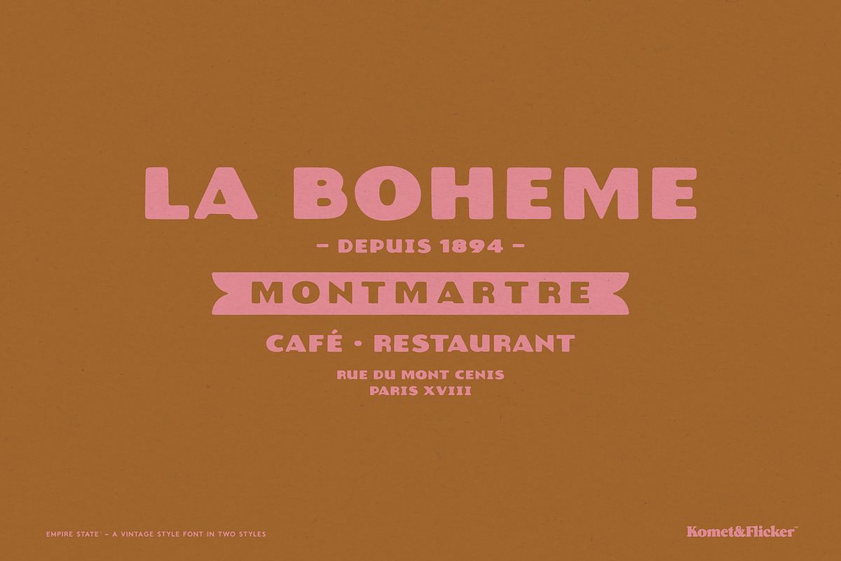 Empire State – A Rustic Font, a Sans Serif Font by Komet & Flicker (Photo 5 of 15)