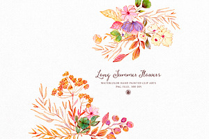 Long Summer Flowers - Watercolor Set