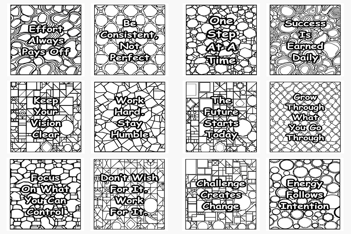 Affirmation Coloring on Mosaic BG, a Decorative Illustration by Lamia Emad (Photo 4 of 4)