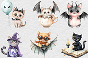 Halloween Cute Cat Clipart, an Illustration by Black Bird Studio (Thumbnail 3 of 6)