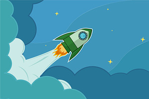 rocket launch into space vector, a Technology Illustration by zyxroun shop