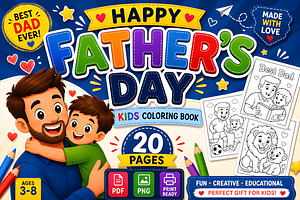 Father’s Day Kids Coloring Book, a Seasonal Illustration by Design Station