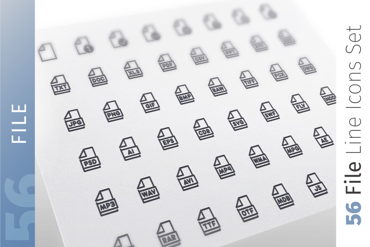 File Line Icons Set, an Outline Icon by Voysla's Shop (Photo 1 of 4)