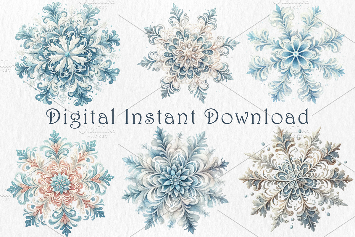 Christmas Snowflake Clipart, a Seasonal Illustration by GalaDesign03 (Photo 3 of 6)