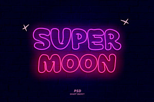 Super Mom Neon Sign PSD Editable Tex, a Layer Style Add-On by TrueVector