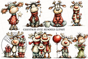 Christmas Cute Reindeer Clipart, an Illustration by OK Design (Thumbnail 2 of 6)