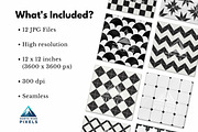 12 Black and White Tile Patterns, a Pattern Graphic by NorthWindPixels (Thumbnail 2 of 4)