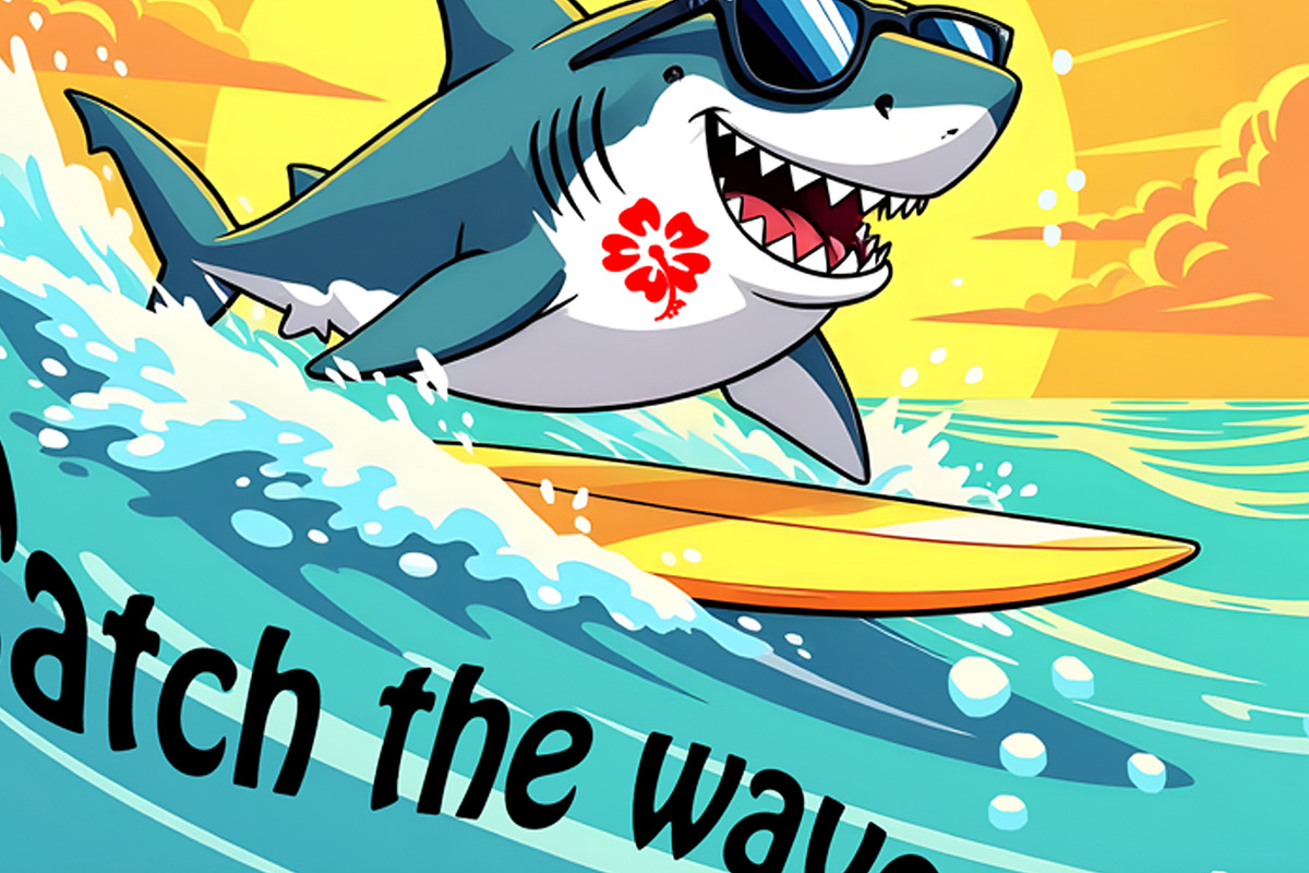 Shark Surf and Sun Fun, an Animal Illustration by Sharon Schwalbe (Photo 2 of 2)