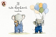 Cute Elephant PNG Clipart Bundle, an Animal Illustration by Nicolle's Colorful Art (Thumbnail 1 of 3)