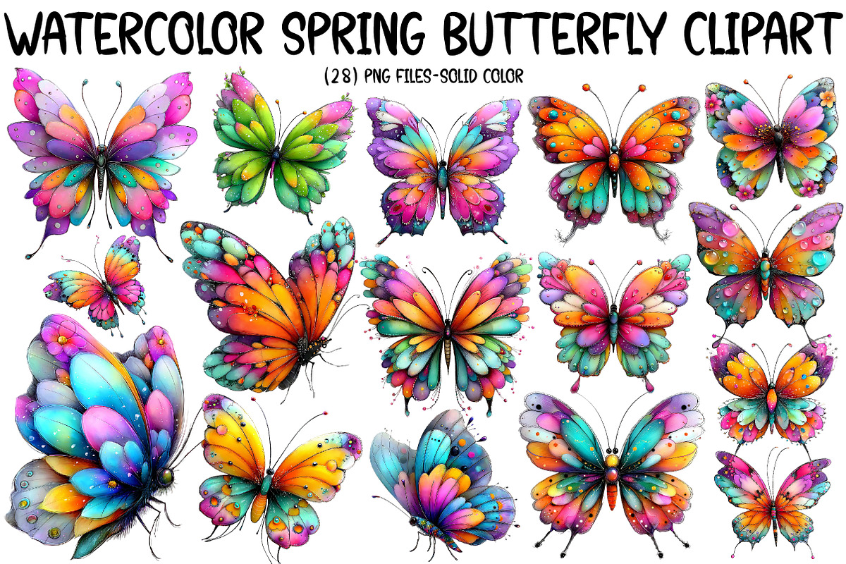 Watercolor Spring Butterfly Clipart, an Illustration by Designworld (Photo 1 of 7)