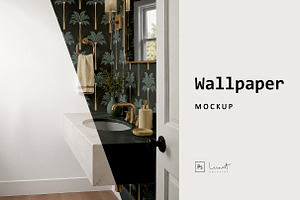 Elegant Bathroom Wallpaper Mockup, a Household Mockup by LinnestCreative
