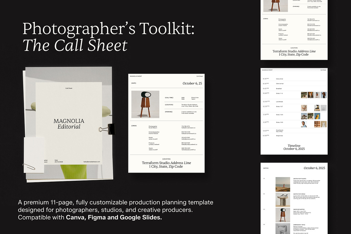 Photo Production Call Sheet Template preview 5