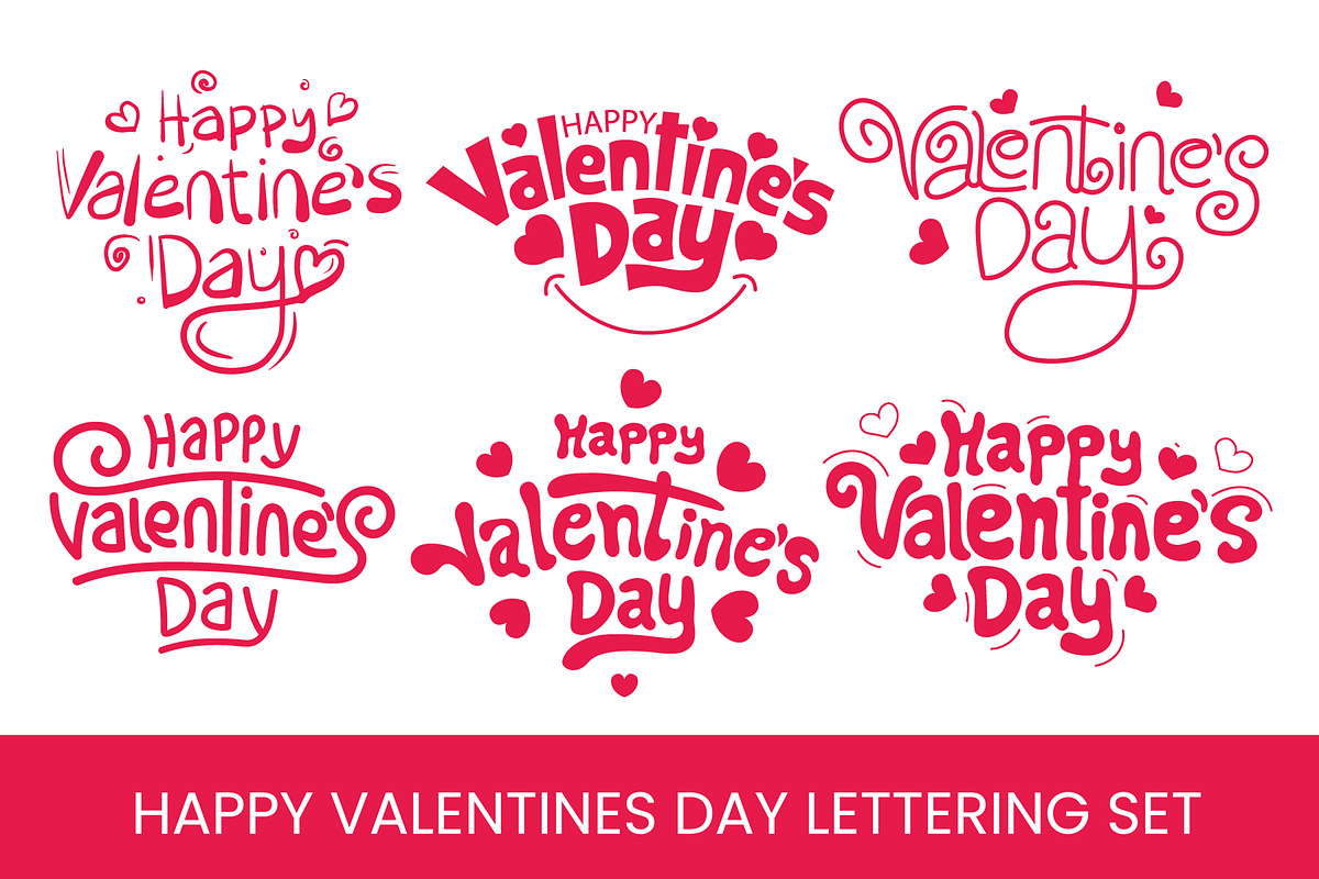 Happy Valentine's Day lettering Set., a Decorative Illustration by ashek (Photo 1 of 3)