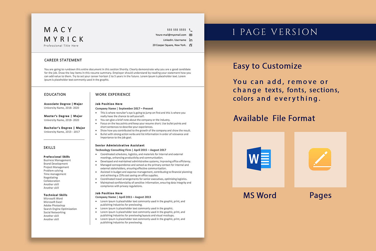 Professional Resume Template, CV, a Resume Template by VictoriousVita (Photo 2 of 8)
