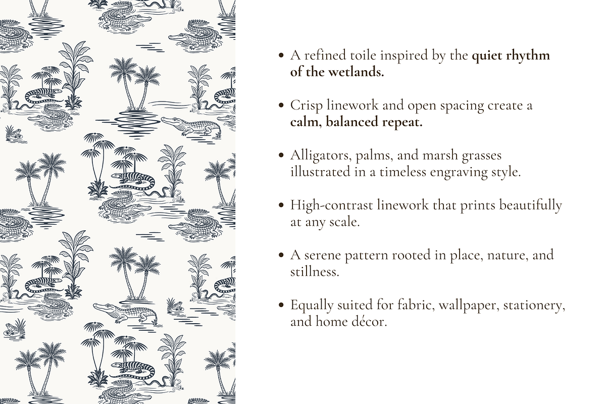 Swamp Toile de Jouy Pattern, a Pattern Graphic by Hughes Studio (Photo 4 of 8)