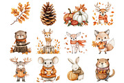 Fall Animals Clipart, a Seasonal Illustration by CitraGraphics (Thumbnail 3 of 4)