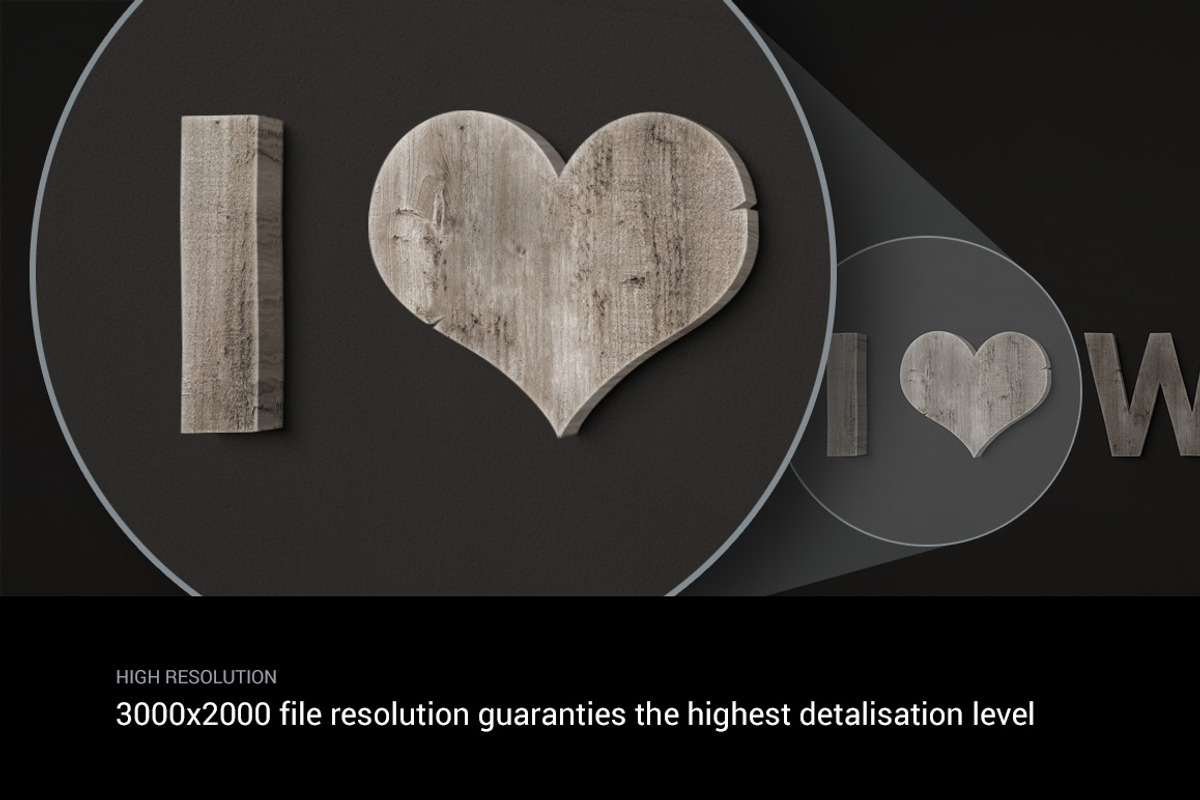 I ♥ Wood — wooden text effect preview 3
