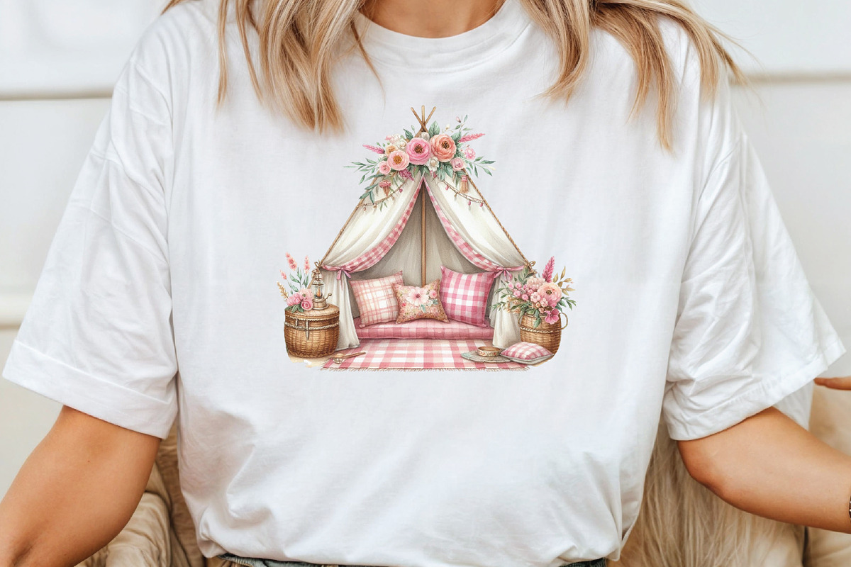 Bohemian Pink Gingham Summer Clipart, an Illustration by CraftArtStudio (Photo 3 of 6)