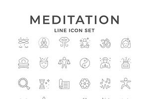 Set line icons of meditation, an Outline Icon by motorama