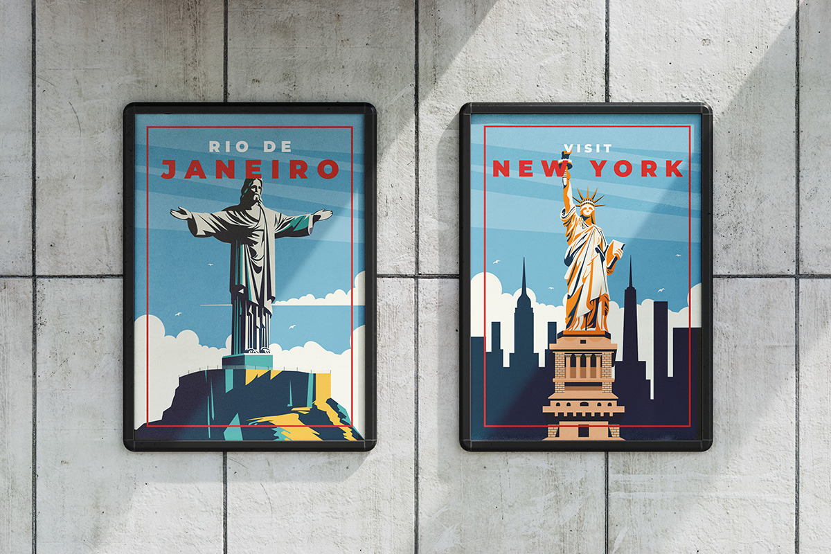 Retro Travel Poster Set, a Wallpaper Graphic by Creative Graphics (Photo 2 of 3)