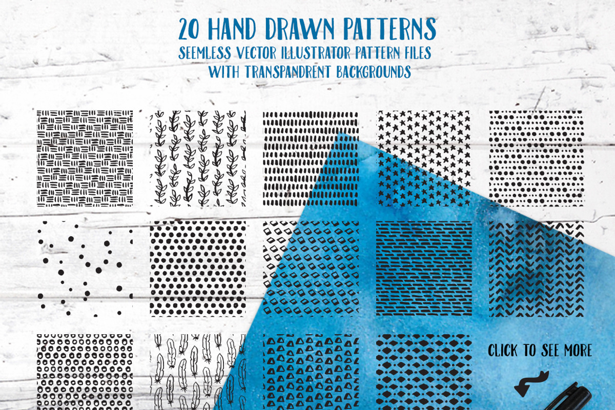 HandDrawn Mono Pattern & Brushes, a Pattern Graphic by The Indigo Hare (Photo 6 of 7)