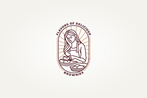woman making brownies icon logo, a Branding & Logo Template by Blazybone