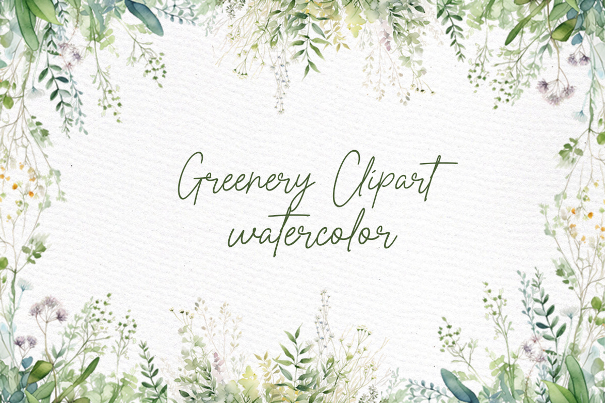 Greenery Watercolor Clipart, a Decorative Illustration by LeCoqDesign (Photo 1 of 5)