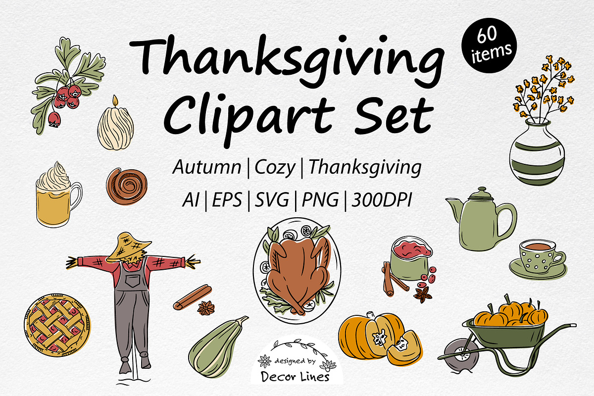 Cozy Thanksgiving Clipart Bundle, a Decorative Illustration by Decor Lines (Photo 1 of 10)