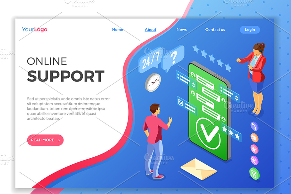 Online Support Isometric Services, a Person Illustration by TAlex (Photo 2 of 6)
