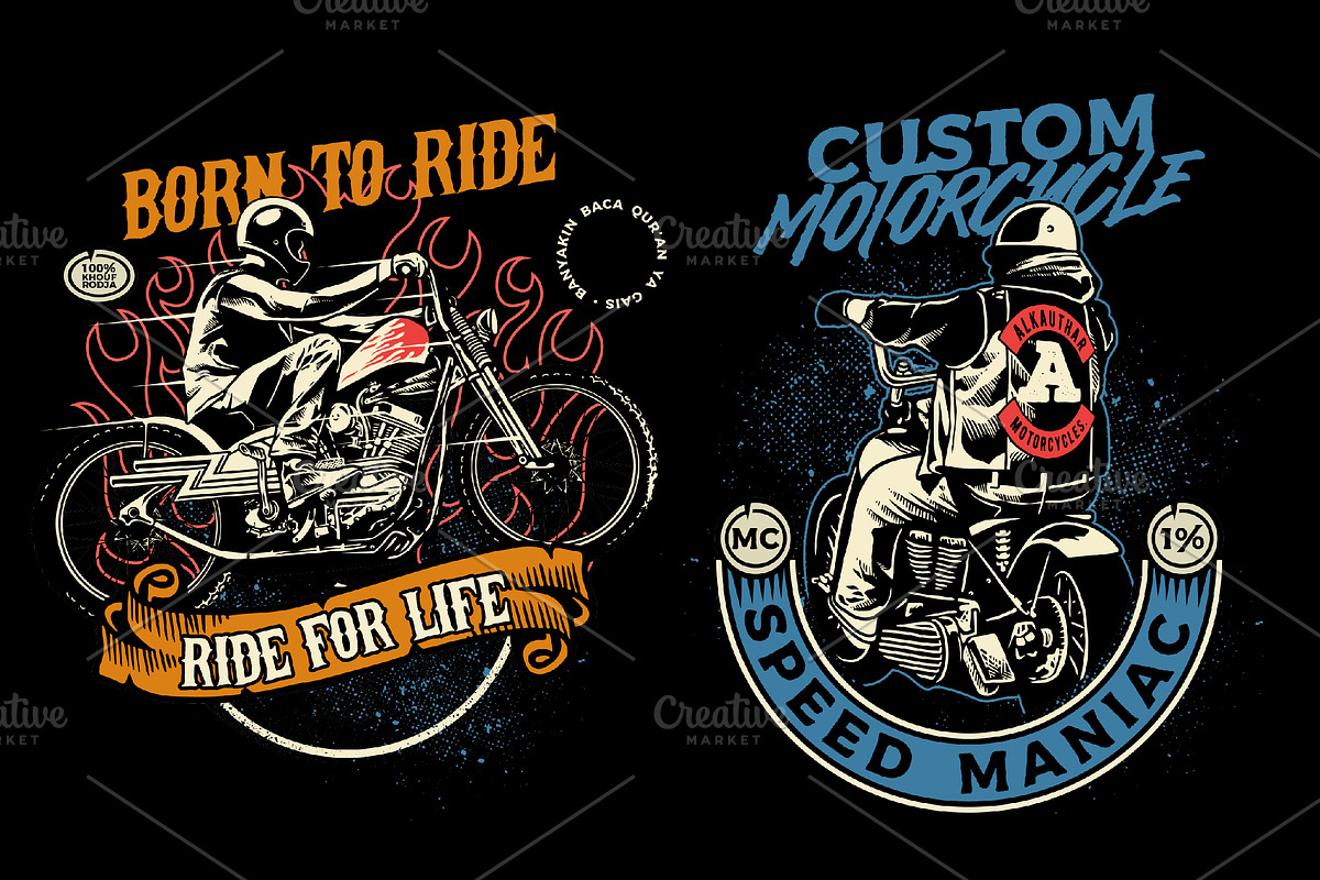 Vintage Motorcycle illustration pack, an Illustration by The BolzStudio (Photo 3 of 8)