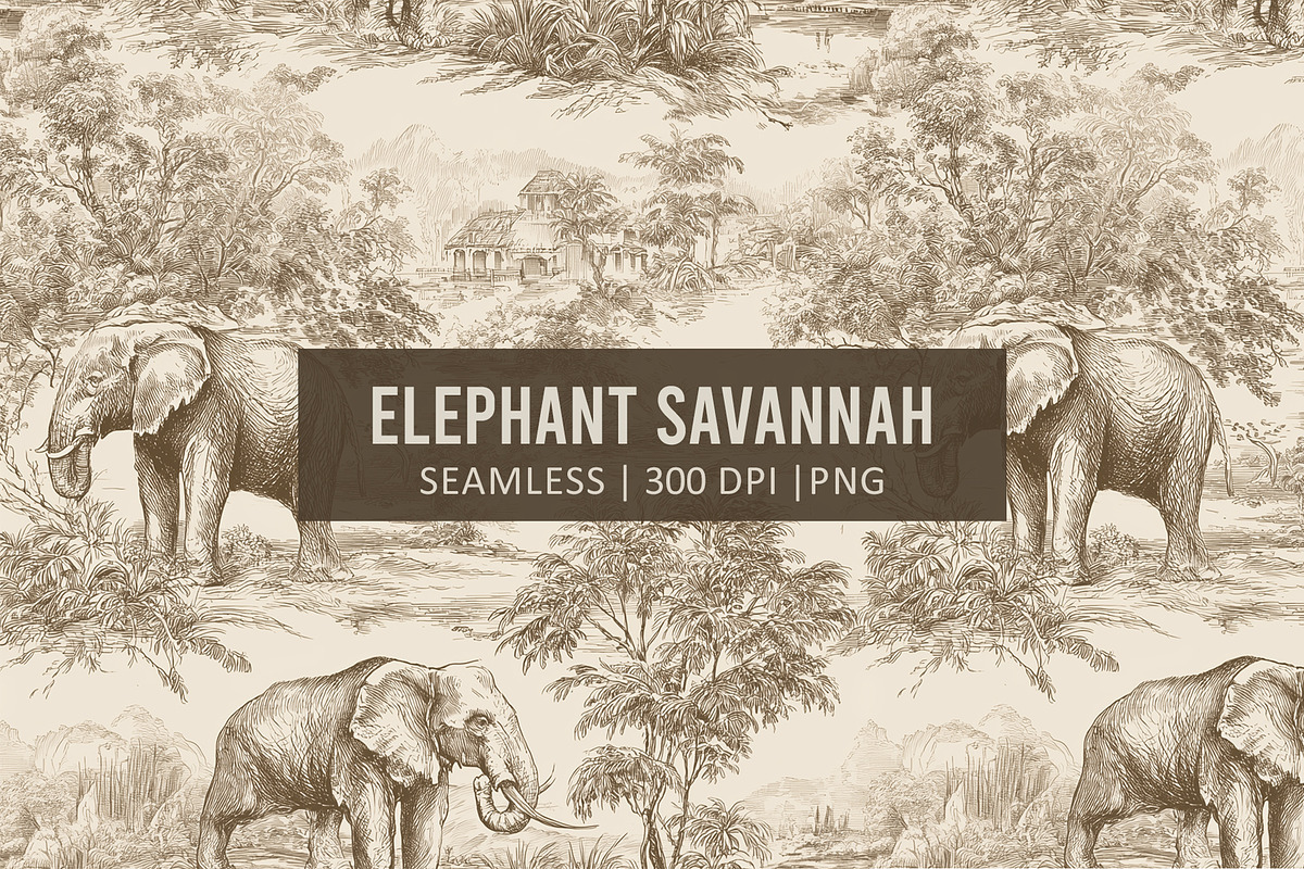 ELEPHANT SAVANNAH Seamless Pattern, a Pattern Graphic by AYAKA Studio Co. (Photo 1 of 7)