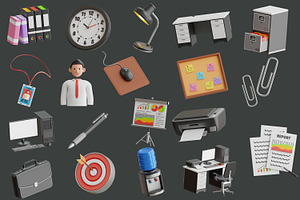 3D Office Furniture Icon Pack