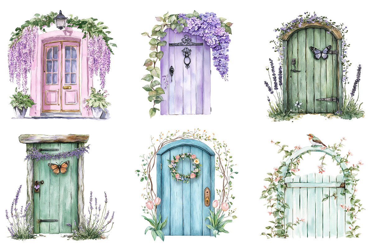 Springtime Doors Clipart, an Illustration by SinaCreation