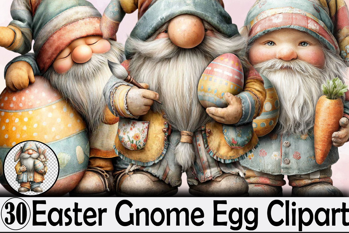 Easter Gnome Egg Clipart Bundle., an Illustration by SVGArt (Photo 1 of 7)
