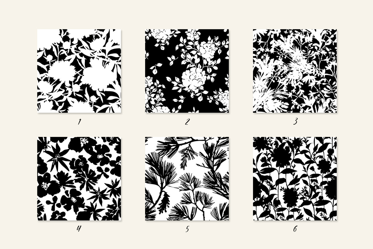 Floral Silhouettes Patterns Set, a Background Graphic by GALAKAM (Photo 2 of 14)