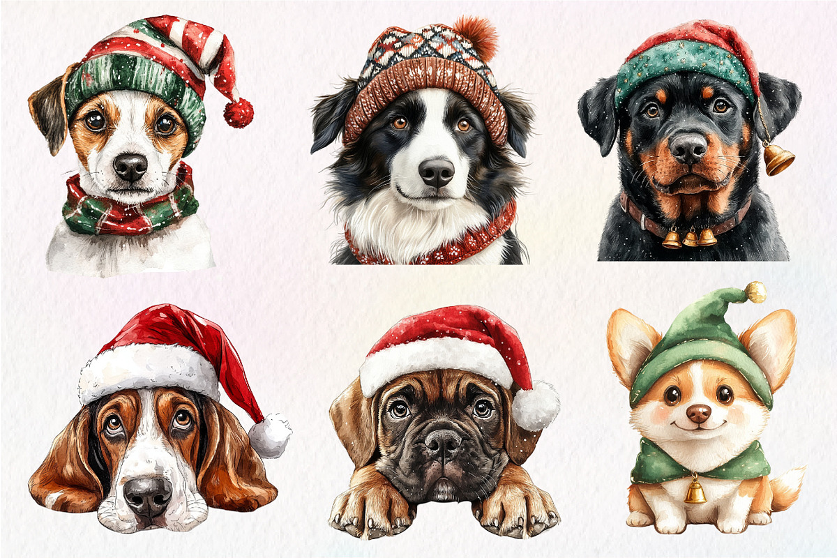Dog Christmas Sublimation Clipart, an Illustration by Dream Creation (Photo 2 of 7)