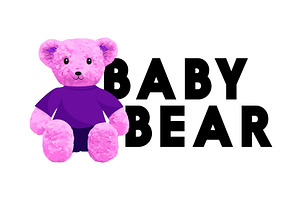 Baby Bear Slogan. Cute Brown Pink