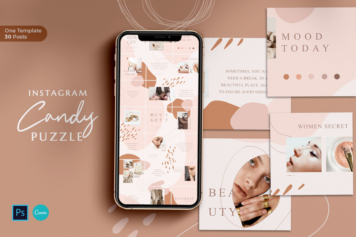 Instagram Puzzle Candy - PS Canva, a Social Media Template by Eviory