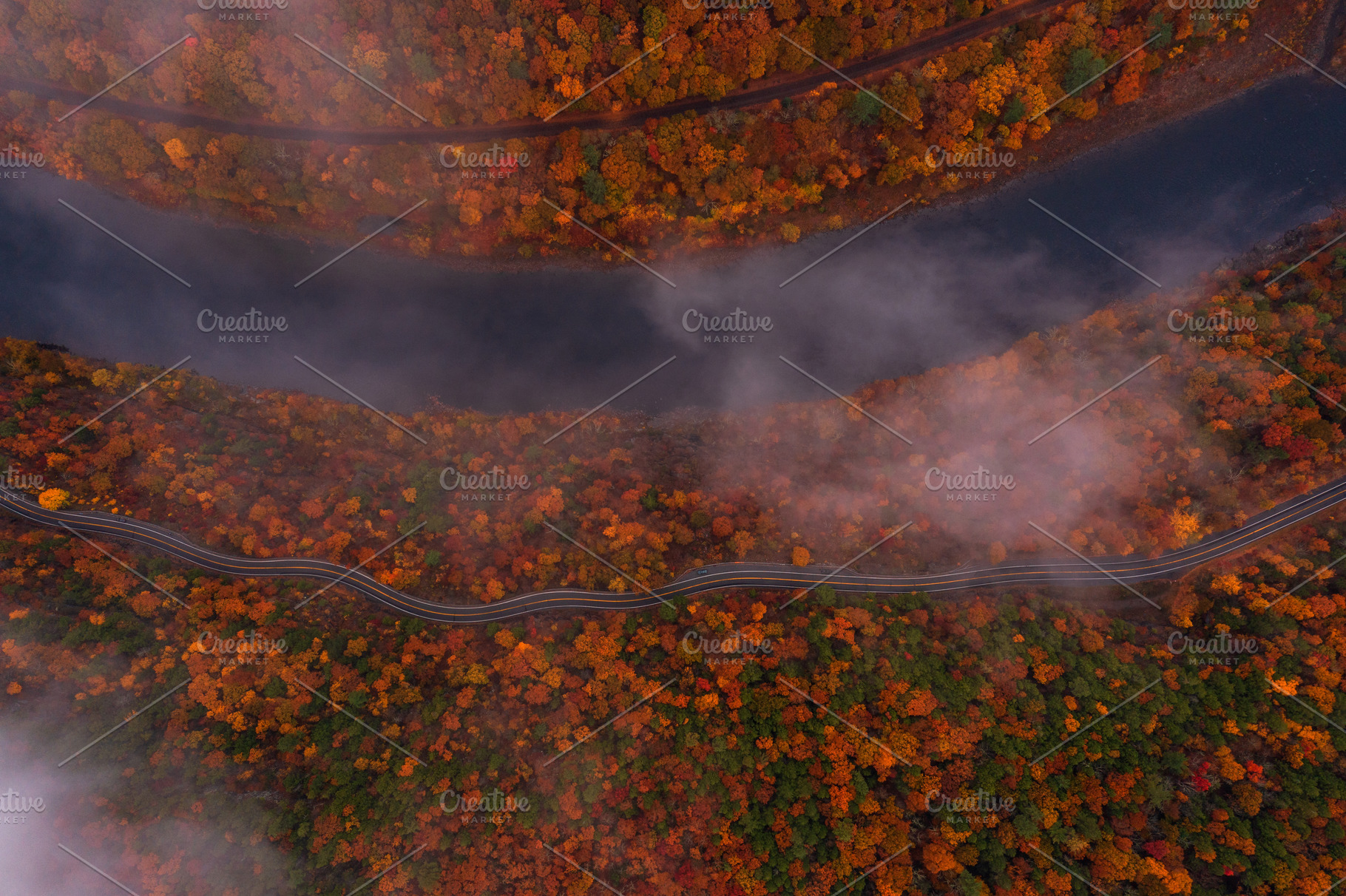Aerial view on Hawks Nest in fog, a Nature Photo by Andriy Photography