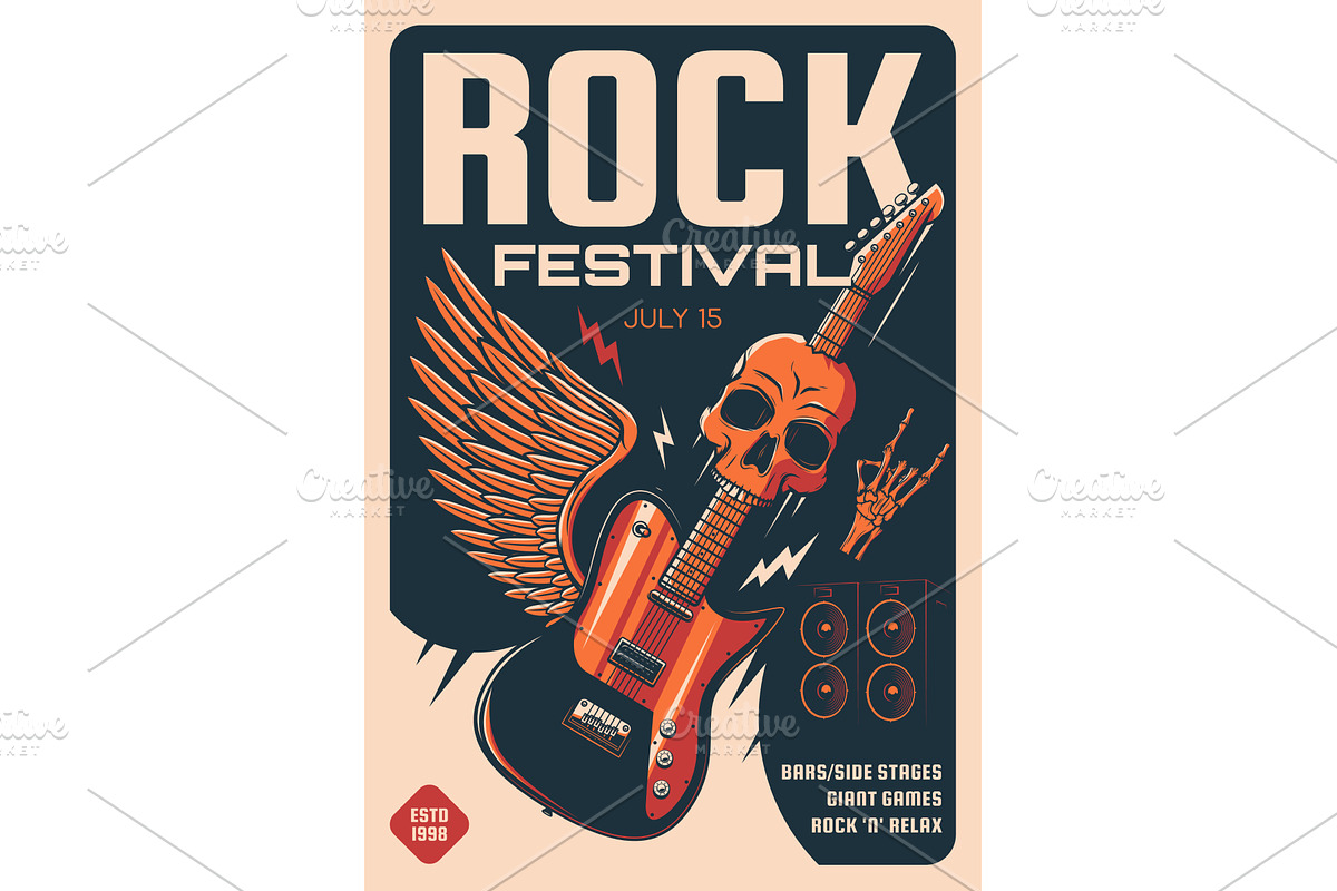 Rock festival of heavy music poster, an Illustration by Vector Tradition